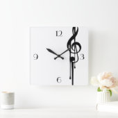 MELTPOINT WHITE Black G-Clef Big Custom Numbers Quadratische Wanduhr (Zuhause)