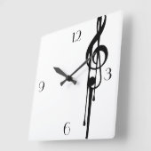 MELTPOINT WHITE Black G-Clef Big Custom Numbers Quadratische Wanduhr (Winkel)