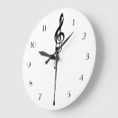 MELTPOINT WHITE Black G-Clef Custom Numbers Große Wanduhr (Winkel)