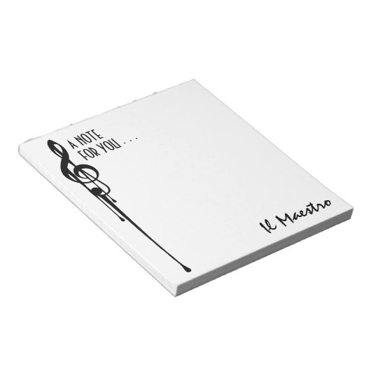 MELTPOINT WHITE Black G-Clef 'Il Maestro' Custom Notizblock (angewinkelt)