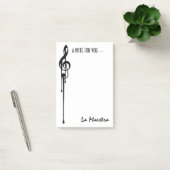 MELTPOINT WHITE Black G-Clef 'La Maestra' Custom Post-it Klebezettel (Büro)