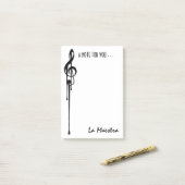 MELTPOINT WHITE Black G-Clef 'La Maestra' Custom Post-it Klebezettel (Auf Schreibtisch)