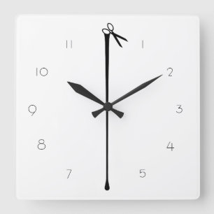 MELTPOINT WHITE Hot Black Scissors Quadratische Wanduhr
