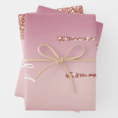 Melzen Girly Pink-Glitzern Personalisiert mit Name Geschenkpapier Set (Beispiel)