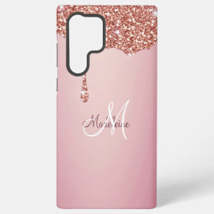 Melzen Girly Pink-Glitzern Personalisiert mit Name Samsung Galaxy Hülle