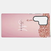 Melzen Girly Pink-Glitzern Personalisiert mit Name Samsung Galaxy Hülle (Rückseite (Horizontal))