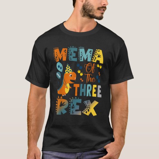 Mema Of The Three Rex Dinosaur 3Rd Birthday Party T-Shirt (Vorderseite)