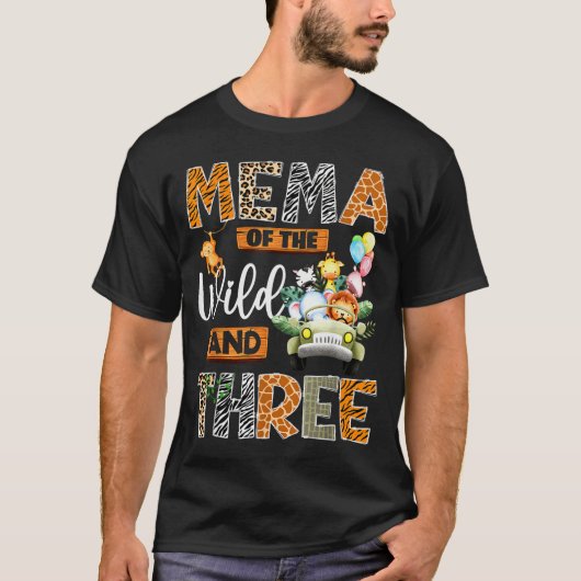 Mema Of The Wild And Three 3rd Birthday Boy Safari T-Shirt (Vorderseite)