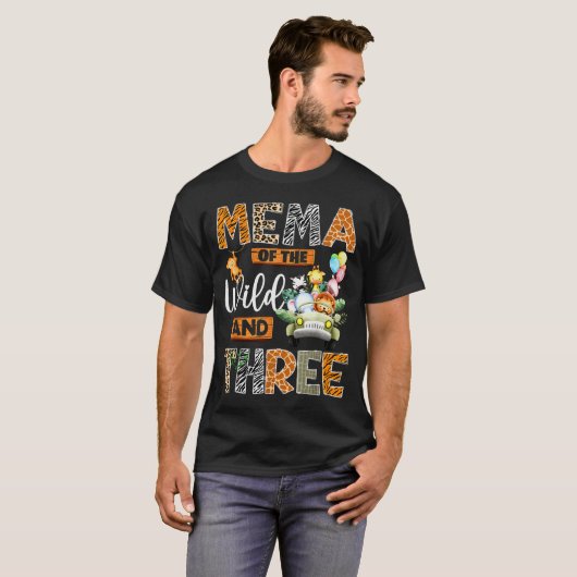 Mema Of The Wild And Three 3rd Birthday Boy Safari T-Shirt (Vorne ganz)