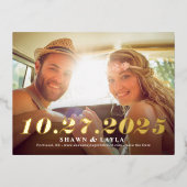 Memable Date FOIL Save the Date Postkarte (Vorderseite)