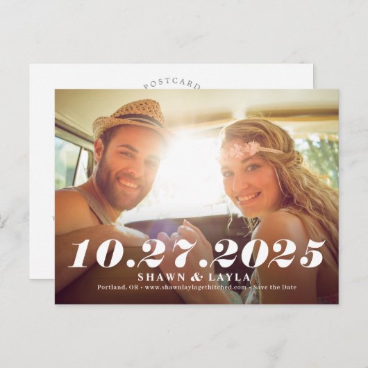 Memable Date Modern Save the Date Postcard Postkarte (Vorne/Hinten)