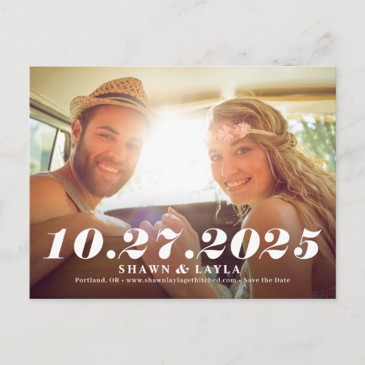 Memable Date Modern Save the Date Postcard Postkarte (Vorderseite)