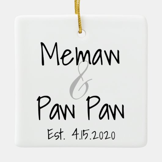 Memaw and Paw Paw First Grandchild Ornament (Vorderseite)