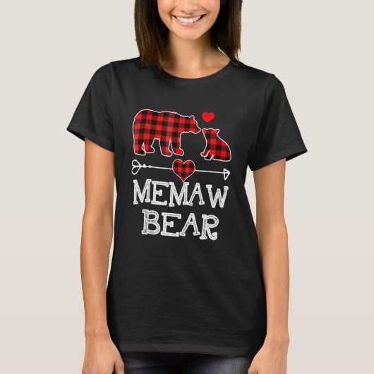 Memaw Bear Red Buffalo Kariert Memaw Bear Pajama T-Shirt (Vorderseite)