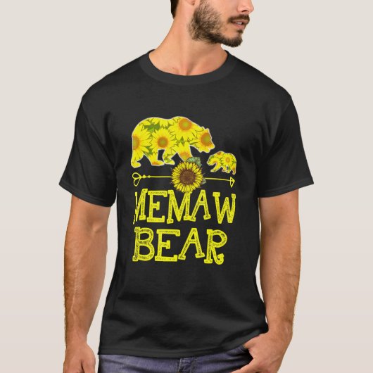 Memaw Bear Sonnenblume Mutter Vater T-Shirt (Vorderseite)