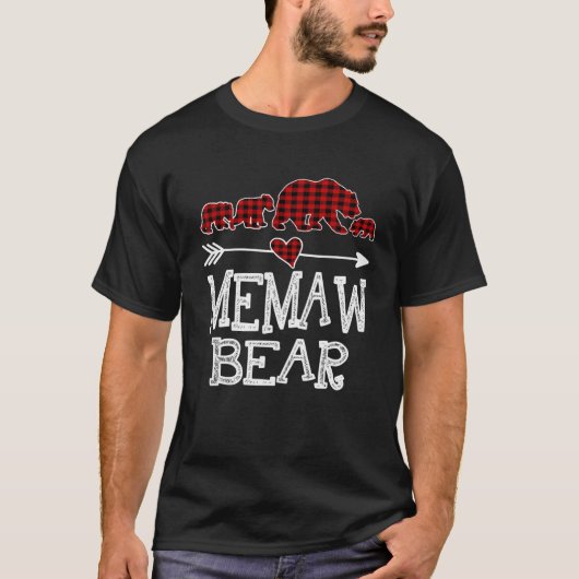 Memaw Bear Three Cubs Red Kariert Mama Christmas P T-Shirt (Vorderseite)
