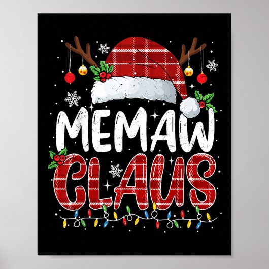 Memaw Claus Christmas Lights Pajama Family Matchin Poster (Vorne)