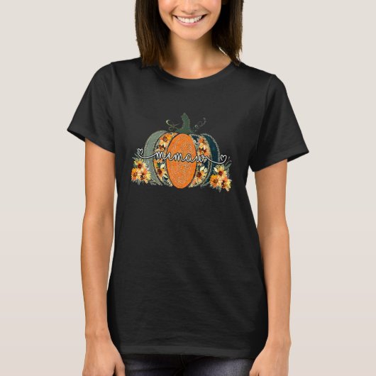 Memaw Fall Pumpkin Sunflowers Autumn Thanksgiving T-Shirt (Vorderseite)
