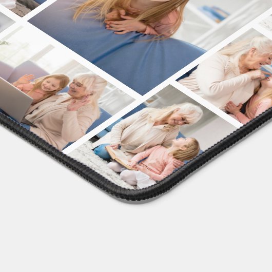 Memaw Foto Collage Grid Blue White Grandkids Gesch Schreibtischunterlage (Ecke)