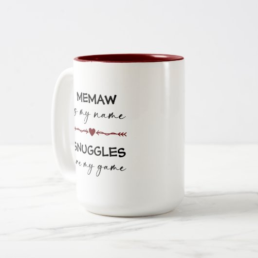 Memaw ist mein Name Schnurrbart sind mein Game Fot Zweifarbige Tasse (Vorderseite Links)