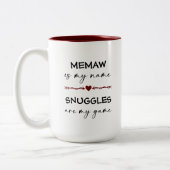 Memaw ist mein Name Schnurrbart sind mein Game Fot Zweifarbige Tasse (Links)
