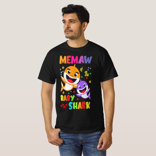 Memaw of the Baby Shark Birthday Memaw Shark T-Shirt (Vorne ganz)