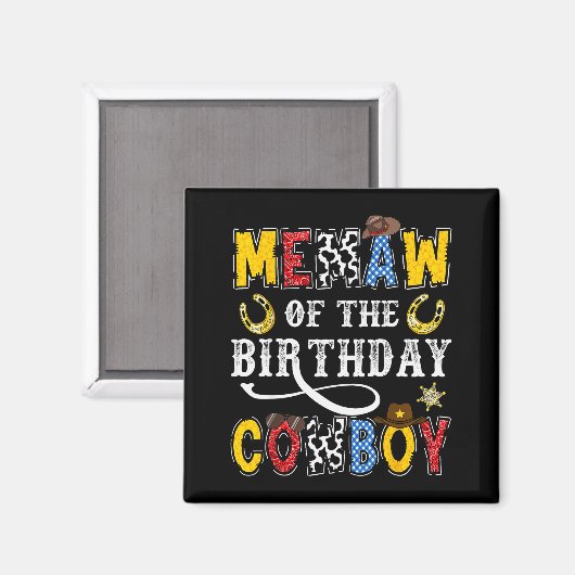 Memaw Of The Birthday Cowboy Western Rodeo Memaw Magnet (Vorderseite/Rückseite)