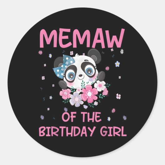 Memaw of the Panda Bear Py Family Runder Aufkleber (Vorderseite)
