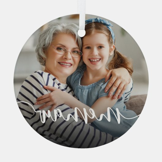 Memaw Oma Script Overlay Ornament Aus Glas (Rückseite)