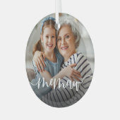 Memaw Oma Script Overlay Ornament Aus Glas (Vorderseite links)