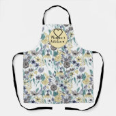 Memaw's Kitchen Gray Yellow Floral Watercolor Schürze (Vorderseite)