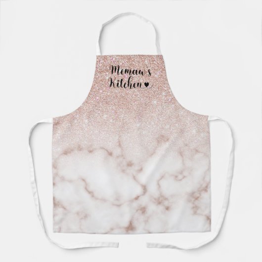 Memaw's Kitchen Rose Gold Glitzer Marmor Gradient Schürze (Vorderseite)