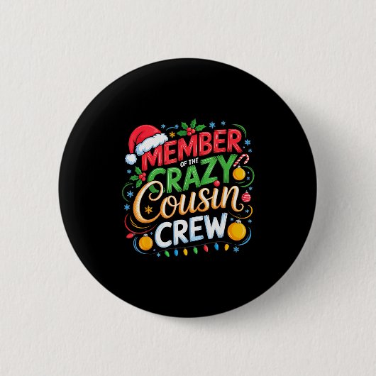 Member Of The Crazy Cousin Crew Christmas Squad Bi Button (Vorderseite)
