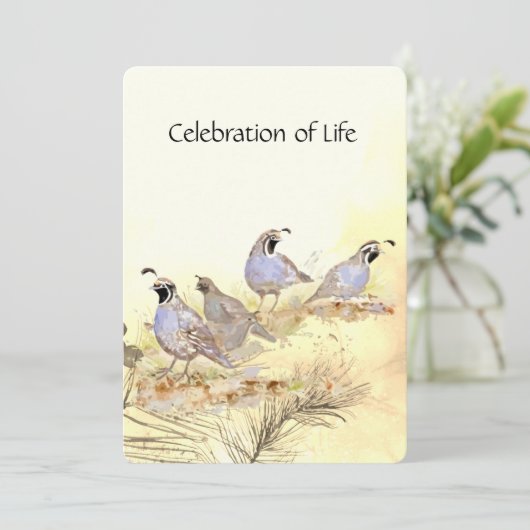 Memberservice California Quail Bird Group Einladung (Stehend Vorderseite)