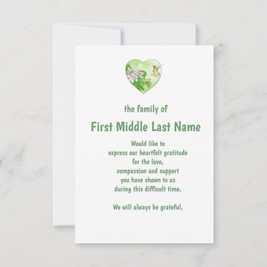 Memberservice Dankeschön an Watercolor Hummingbird Dankeskarte (Rückseite)