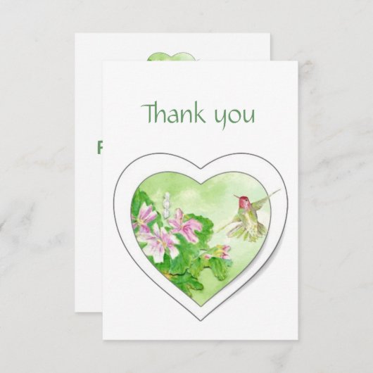 Memberservice Dankeschön an Watercolor Hummingbird Dankeskarte (Vorne/Hinten)