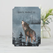 Memberservice Einladen von Watercolor Howling Wolf Einladung (Stehend Vorderseite)