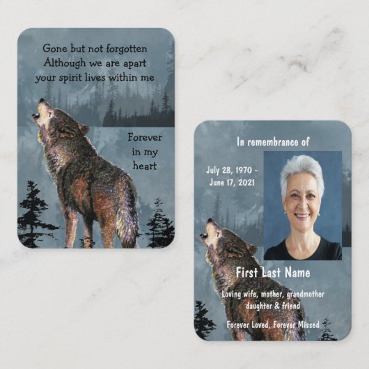 Memberservice Einladen von Watercolor Howling Wolf Visitenkarte (Vorne/Hinten)