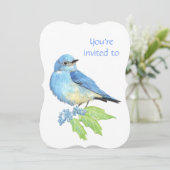 Memberservice Einladen Wasserfarbe Bluebird-Vogel Einladung (Stehend Vorderseite)