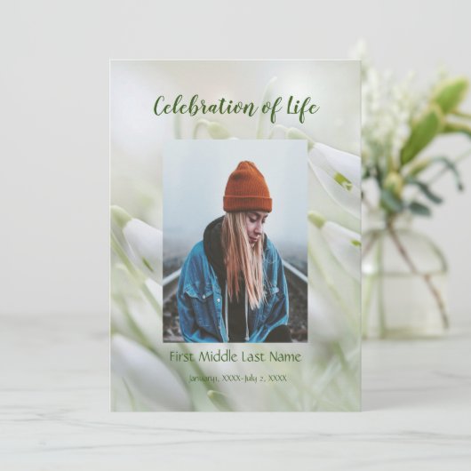 Memberservice Einladung Snowdrop Garten Blume (Stehend Vorderseite)