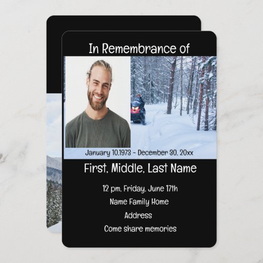 Memberservice lädt Snow Mobile Winter Sports ein Einladung (Vorne/Hinten)