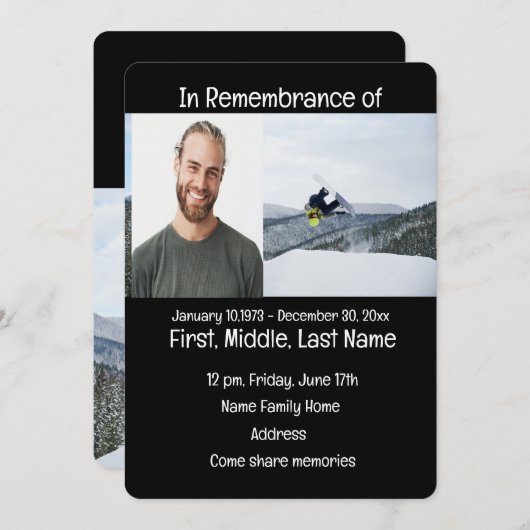 Memberservice lädt zum Schneefall-Boarding ein Einladung (Vorne/Hinten)