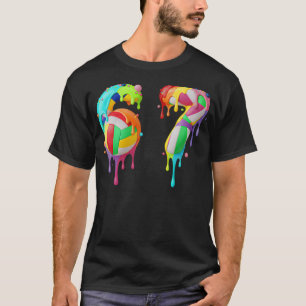 Meme 67 Nummer Sechs 6 Sieben 7 Eiscreme tropft T-Shirt