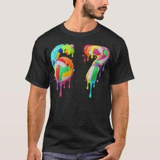Meme 67 Nummer Sechs 6 Sieben 7 Eiscreme tropft T-Shirt