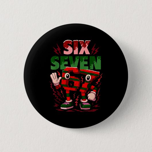 Meme 6 7 Sechs Sieben Italienischer Brainrot Weihn Button (Vorderseite)