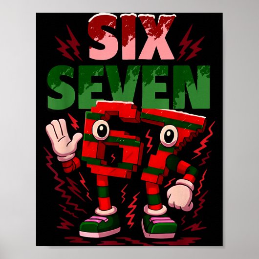 Meme 6 7 Sechs Sieben Italienischer Brainrot Weihn Poster (Vorne)