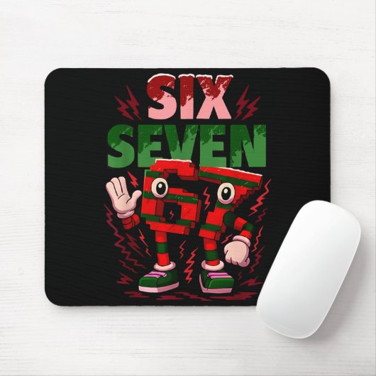 Meme 6 7 Six Seven Italian Brainrot Christmas Red Mousepad (Mit Mouse)