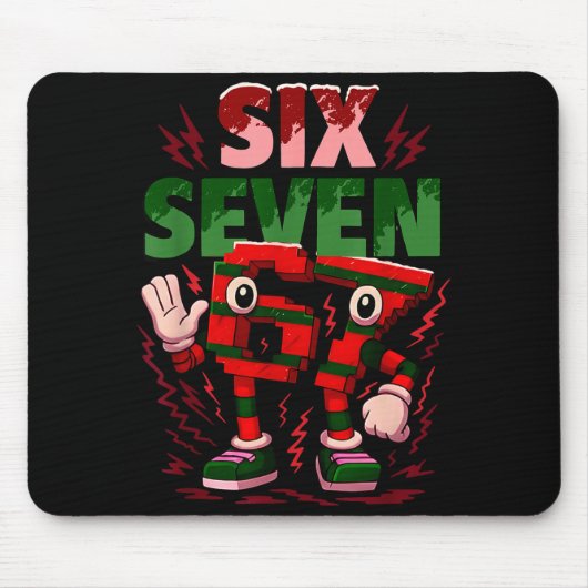 Meme 6 7 Six Seven Italian Brainrot Christmas Red Mousepad (Vorne)