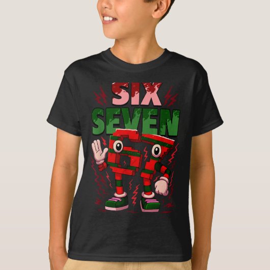 Meme 6 7 Six Seven Italian Brainrot Christmas Red  T-Shirt (Vorderseite)