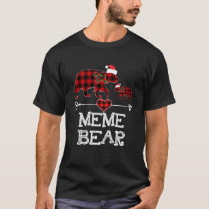 Meme Bear Christmas Pajama Red Kariert Buffalo Fam T-Shirt